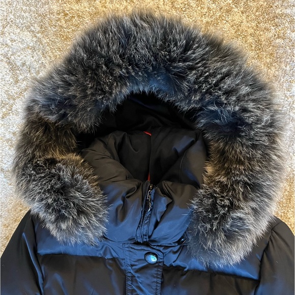 Laundry by Shelli Segal Maxi Belted Puffer with Real Fur Hood, Size S EUC - Picture 3 of 12